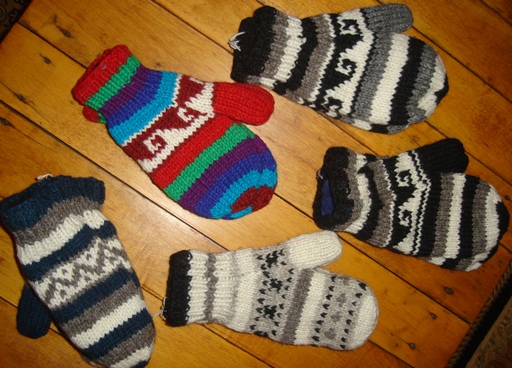 Fleece-lined woolen Sherpa Mitts - $20